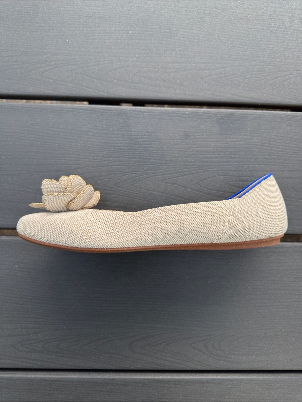 Rothy's The Petal Square Love Bird Womens Size 10.5 Beige Slip On Ballet Flats - Picture 6 of 11